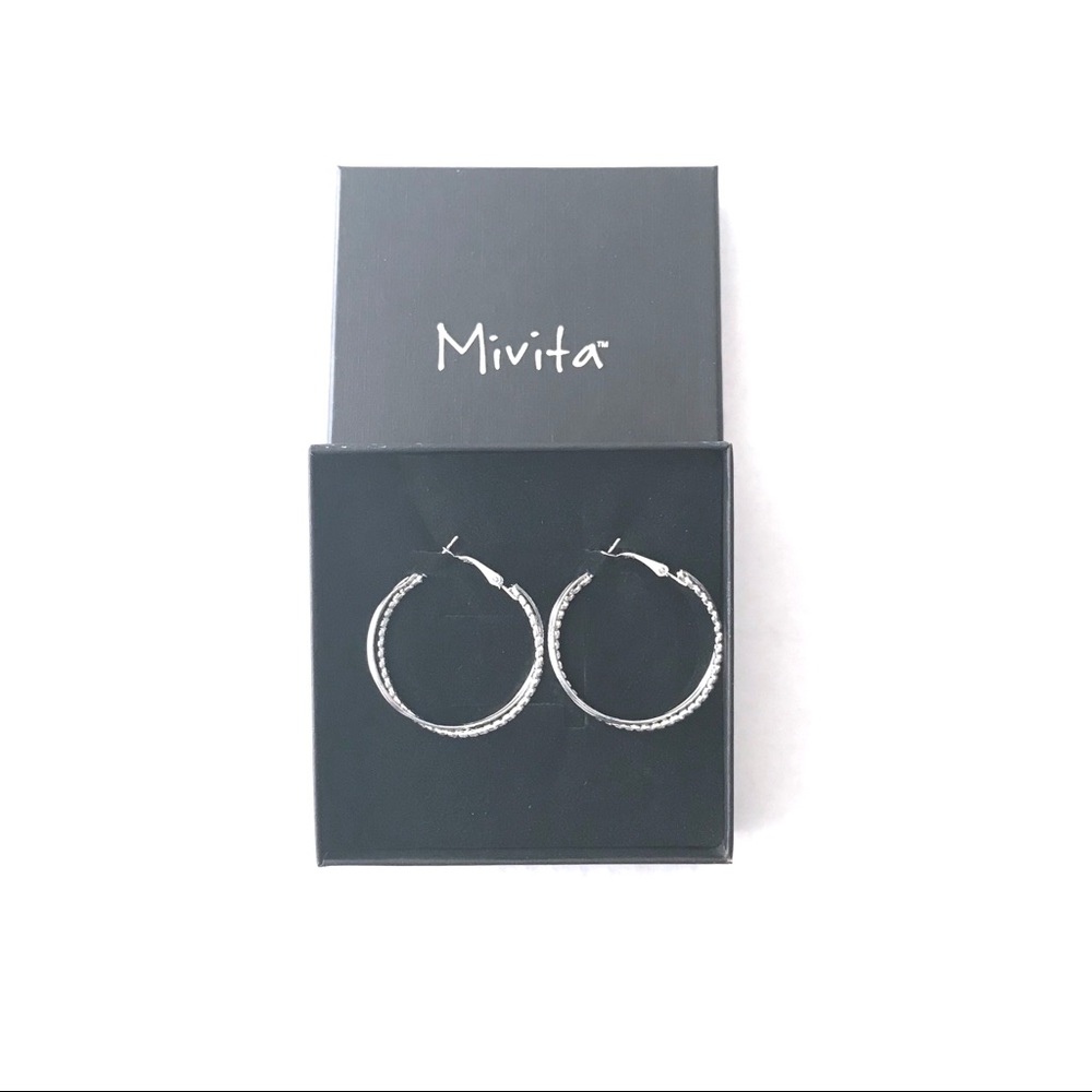 Mivita Silver Hoops • Brand New! Never worn • 1.5"